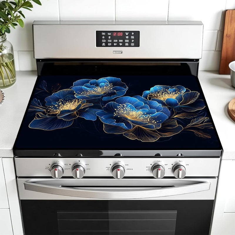 AOHMPT Multi-Design Stove Top Cover for Glass/Electric Stoves - 3-in-1 Heat-Resistant Protector Mat, Non-Slip Drying Rack 28"x20" - Image 1